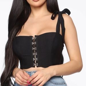 FashionNova Tied-Straps Black Cropped Top